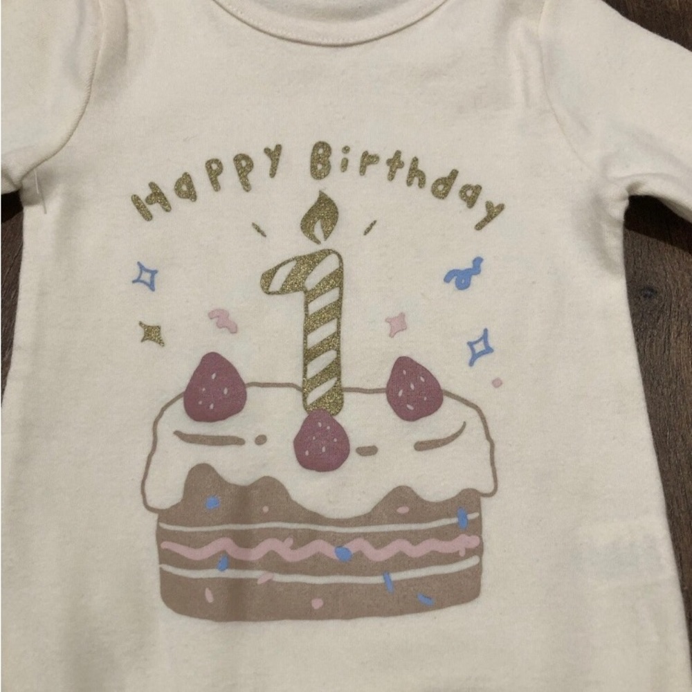 Ikii Baby Girl Happy 1st Birthday bodysuit long sleeve 6 months